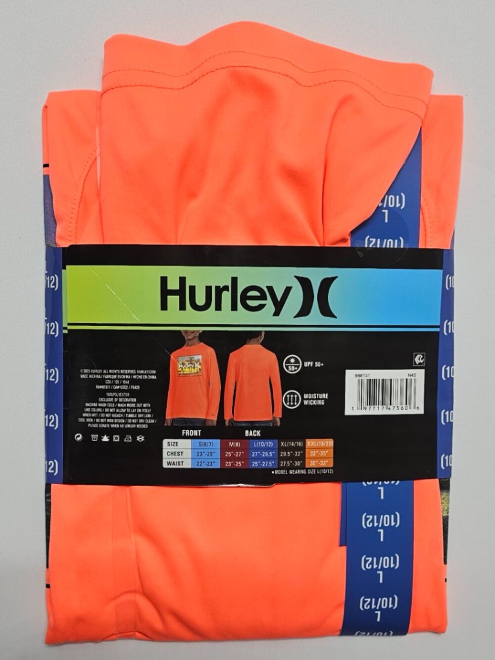 Hurley Boys Long Sleeve Moisture Wicking UPF 50+ Swim Top - Picture 5 of 7
